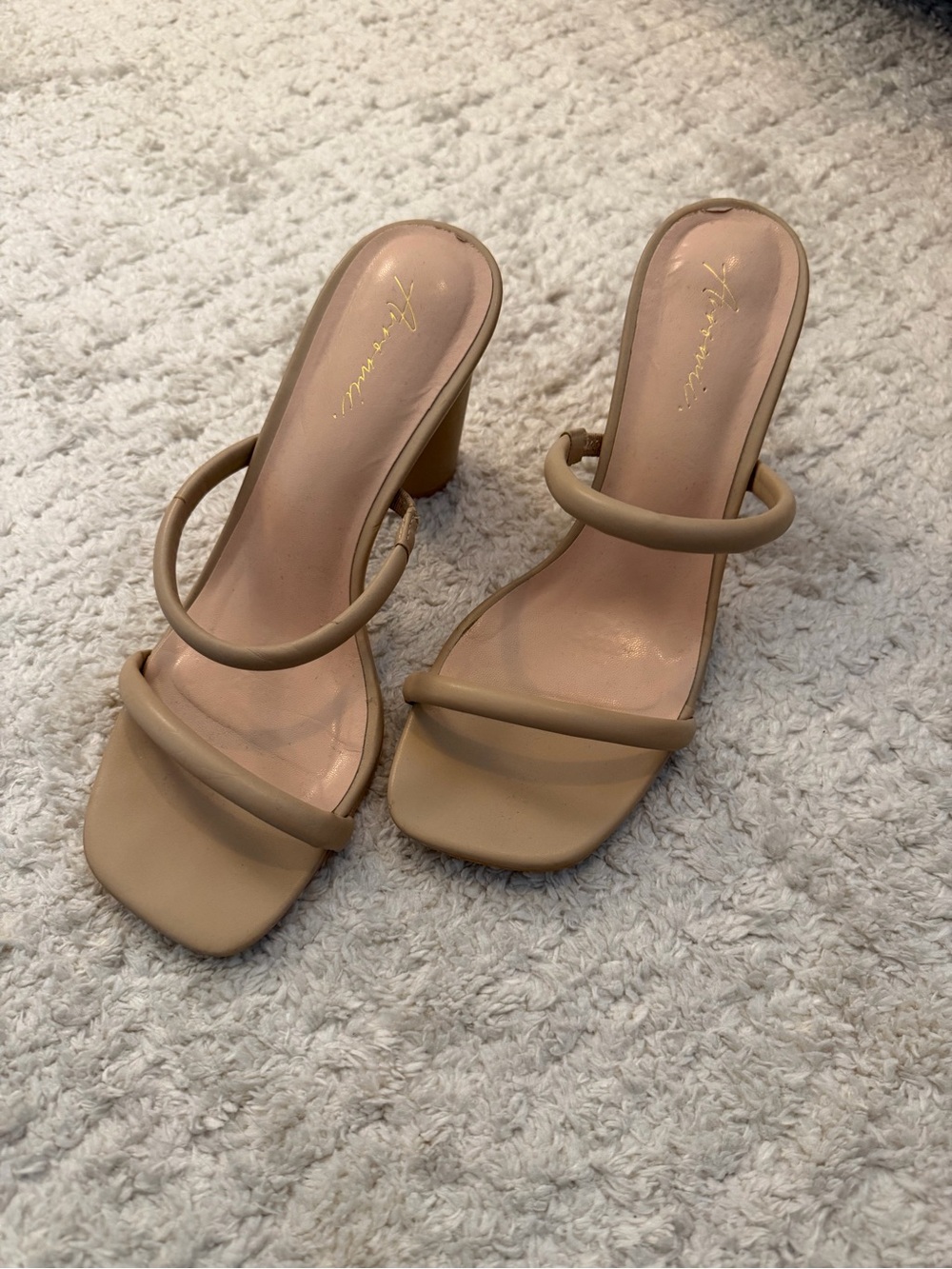 Women's Neutral Tan Strappy Block Heel Sandals